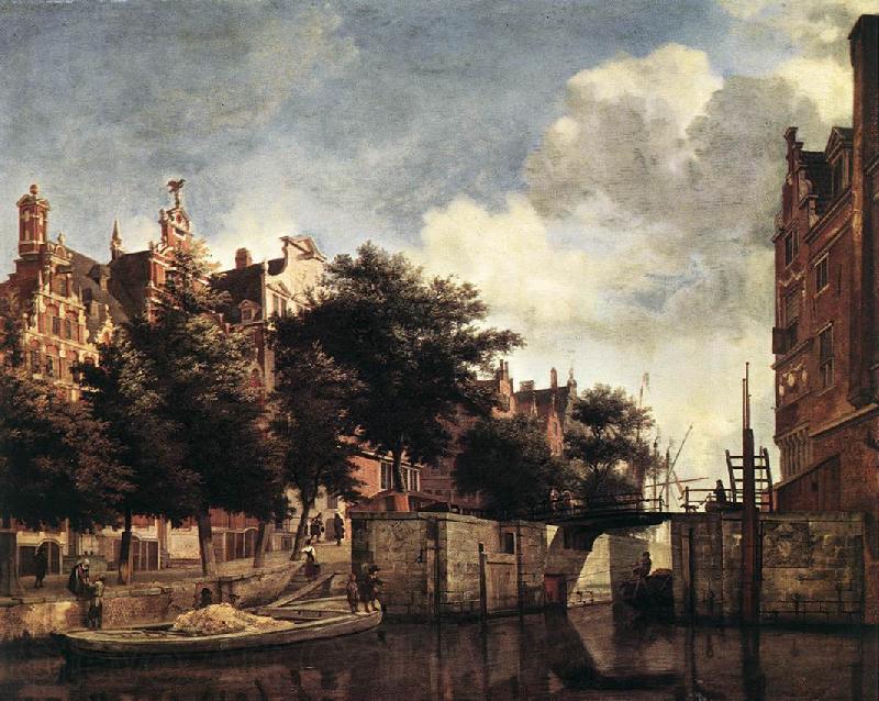 HEYDEN, Jan van der Amsterdam, Dam Square with the Town Hall and the Nieuwe Kerk s Norge oil painting art